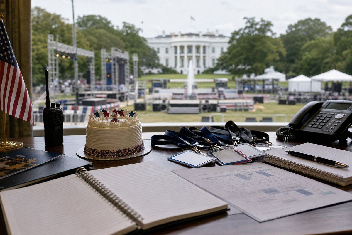 White House event-planning desk for Trump 80th birthday plans